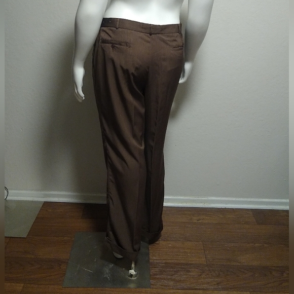Montique 42 L Brown Mens Polyester Dress Pants - Picture 6 of 9